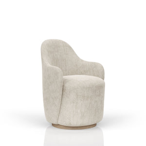 English Elm Cocoa Swivel Barrel Chair with 360° Rotation, Cocoa-Stained Wood Base, Soft Upholstered Comfort Ivory 30.5 L x 30 W x 36.75 H B2699P293895