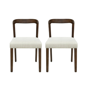 English Elm Christopher Knight Home® - Solid Rubber Wood Dining Chairs Set Of 2 - Walnut & Beige - Stylish Comfort For Modern Dining Spaces N771P292085T