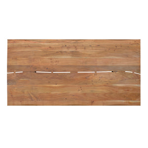 English Elm Fieldcrest Solid Acacia Dining Table with Live Edge Top and Black U-Shaped Iron Legs, 72" Natural B136P203502