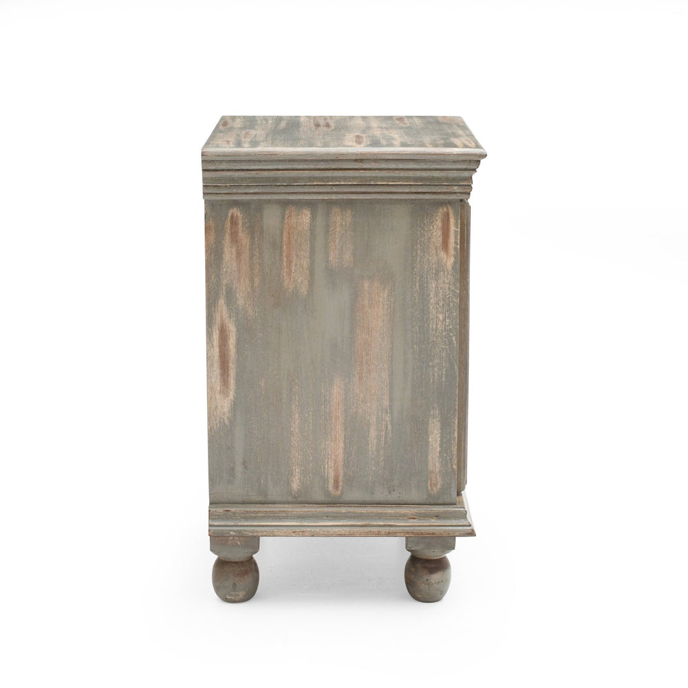 English Elm Christopher Knight Home® - Antique Hand-Carved Grey Mango Wood Nightstand – Distressed Vintage Finish, Solid Craftsmanship, Bedside Storage N758P194723D