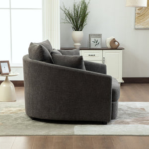 English Elm 56.3'' Oversized Barrel Lounger Chenille Cuddle Chair with Pocket Spring Deep Seat Gray W3118S00038