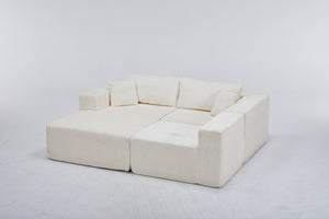 English Elm Modular Cloud Sectional with Corduroy Upholstery Deep Cushions for Living Rooms W1919S00007