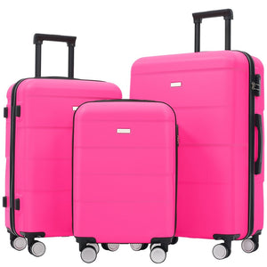 English Elm Hardshell 3 Piece Luggage Set Abs Spinner Suitcase with Tsa Lock Telescoping Handle Pink N732P308497H