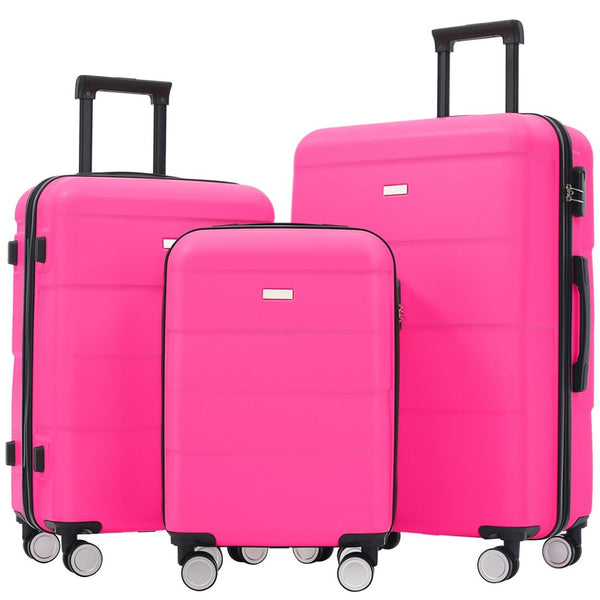 English Elm Hardshell 3 Piece Luggage Set Abs Spinner Suitcase with Tsa Lock Telescoping Handle Pink N732P308497H
