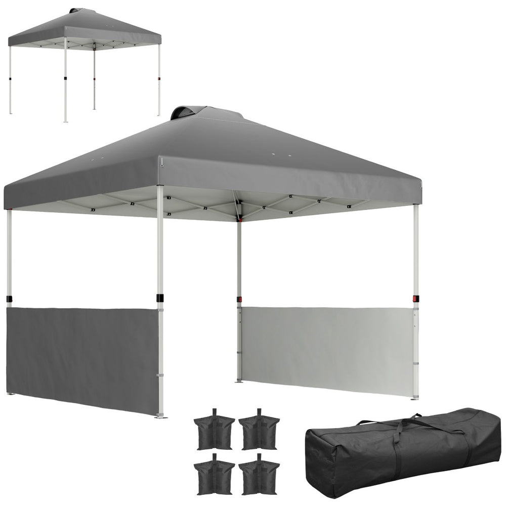 English Elm 10x 10 Ft Pop up Canopy with Upf 50 Oxford Fabric Half Sidewalls and Wheeled Bag T3971P380590