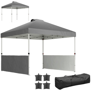 English Elm 10x 10 Ft Pop up Canopy with Upf 50 Oxford Fabric Half Sidewalls and Wheeled Bag T3971P380590