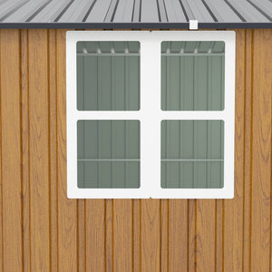 English Elm 10x12 Ft Galvanized Steel Outdoor Shed Dual Zone Lockable Sliding Doors Backyard Storage Yellow W1598S00033
