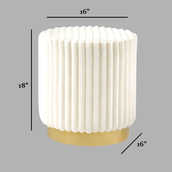 English Elm Contemporary Velvet Accent Stool with Gold Stainless Steel Base, Pleated Bow-Tie Design, Luxe Seat Beige 16 L x 16 W x 18 H B2741P388367