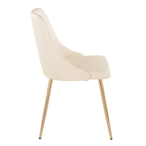 English Elm Giovanni Contemporary Accent/Dining Chair Set Of 2 In Luxurious Cream Faux Leather & Gold Metal B202P223572