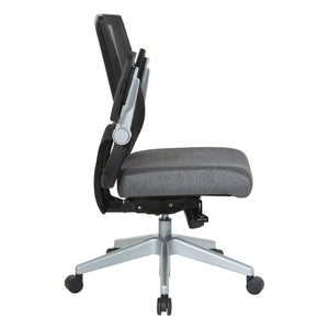 OSP Home Furnishings Black Mesh Back Ergonomic Office Chair with Flip Arms Lumbar Support and Synchro Tilt Charcoal 867-B26N64R