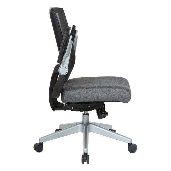 OSP Home Furnishings Black Mesh Back Ergonomic Office Chair with Flip Arms Lumbar Support and Synchro Tilt Charcoal 867-B26N64R