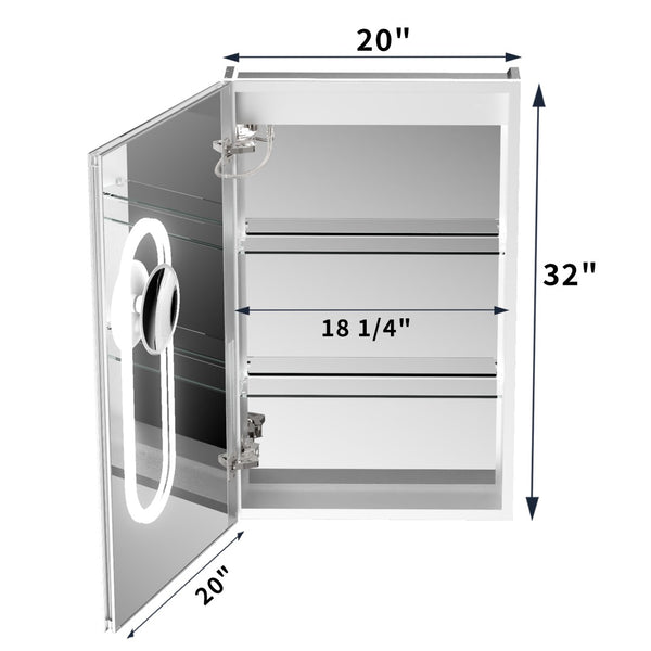 English Elm 20*32 Inch Led Medicine Cabinet with Anti-fog Gfci Outlet and Dimming Bathroom Mirror W637P349553