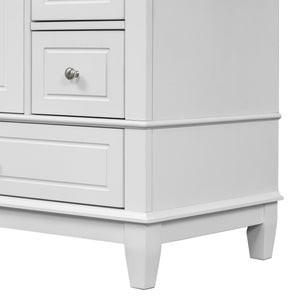 English Elm Christopher Knight Home® - 30" Freestanding Bathroom Vanity with Ceramic Sink, Soft-Close Door, Gold Knobs & 3 Drawers, Durable Painted Finish White N759P225994K