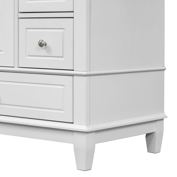 English Elm Christopher Knight Home® - 30" Freestanding Bathroom Vanity with Ceramic Sink, Soft-Close Door, Gold Knobs & 3 Drawers, Durable Painted Finish White N759P225994K
