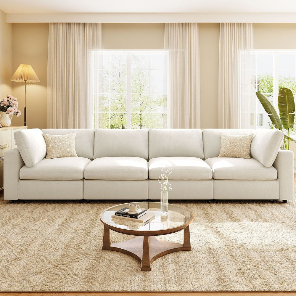 English Elm U-style Modular Sectional Sofa Chenille Upholstered with Bluetooth Speaker and Usb Charging WY000465AAA
