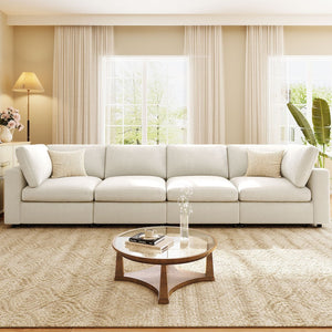 English Elm U-style Modular Sectional Sofa Chenille Upholstered with Bluetooth Speaker and Usb Charging WY000465AAA
