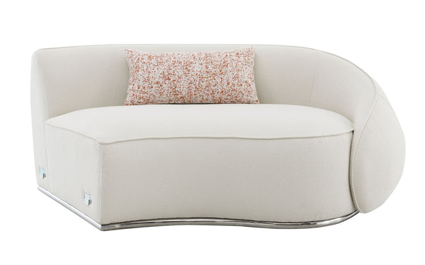 English Elm Sahara Boucle Sectional Sofa with 4 Pillows — Beige, Pocket Coil Seats, Stainless Steel Base, 37" Deep B2726S00509
