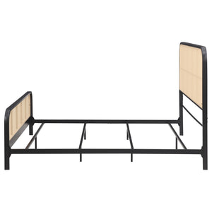 English Elm Randall Coastal Woven Cane Webbing Eastern King Bed with Airy Metal Frame Black B062P447774