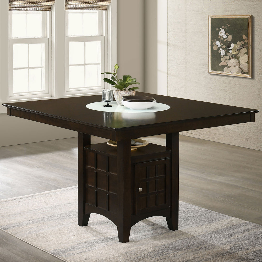 English Elm Tolland Counter-Height Cappuccino Dining Table with 1-Door Storage, Lazy Susan & Seating for Eight B062S00798
