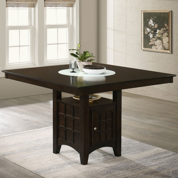 English Elm Tolland Counter-Height Cappuccino Dining Table with 1-Door Storage, Lazy Susan & Seating for Eight B062S00798