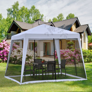 English Elm Outsunny 10x10 Outdoor Party Canopy with Mesh Walls and Uv Blocking Steel Frame W2225P200894