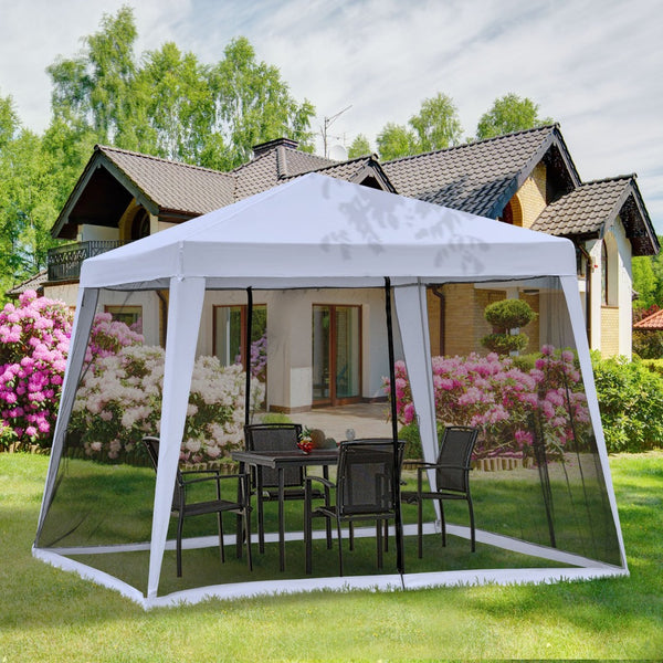 English Elm Outsunny 10x10 Outdoor Party Canopy with Mesh Walls and Uv Blocking Steel Frame W2225P200894