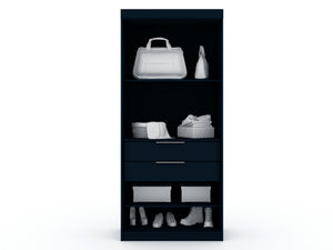 English Elm Mulberry 36" Wardrobe Closet with Adjustable Shelves, Sleek Aluminum Handles, Space-Saving Design Dark Blue B365S00005