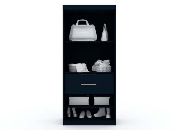 English Elm Mulberry 36" Wardrobe Closet with Adjustable Shelves, Sleek Aluminum Handles, Space-Saving Design Dark Blue B365S00005