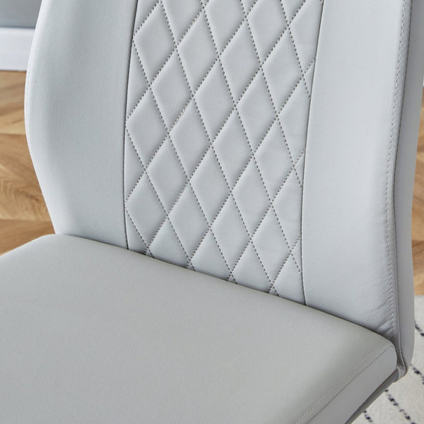 English Elm Table And Chair Set - Modern Marble Pattern Mdf Dining Table With 4 Light Gray Pu Chairs, Stylish Design W1151S02187-GIGA