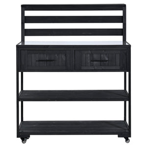 English Elm Topmax Modular Fir Wood Outdoor Kitchen Cart Stainless Steel Prep Station Black N717P417963B