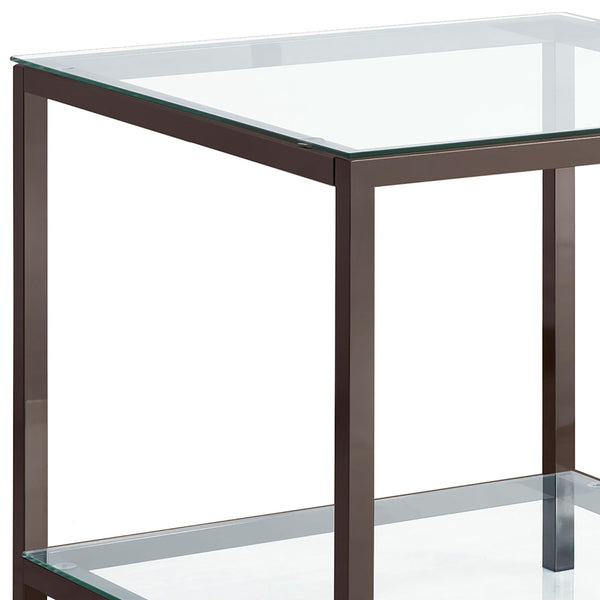 English Elm Weston Black Nickel 1-Shelf Glass Top End Table — Modern Luxury Accent, Tempered Glass, Durable Storage B062P328664