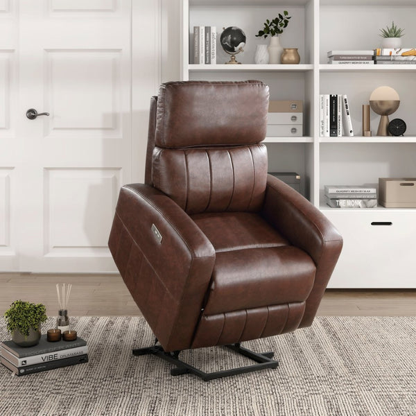 English Elm Power Lift Recliner Chair Faux Leather Upholstered Transitional Living Room Seat B011P262303