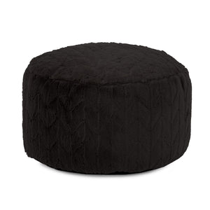 Howard Elliott Foot Pouf Luxurious Faux Fur Ottoman – Stylish Multi-functional Seating And Footrest For Any Room Black 100% Polyester 871-1090-howard-elliott