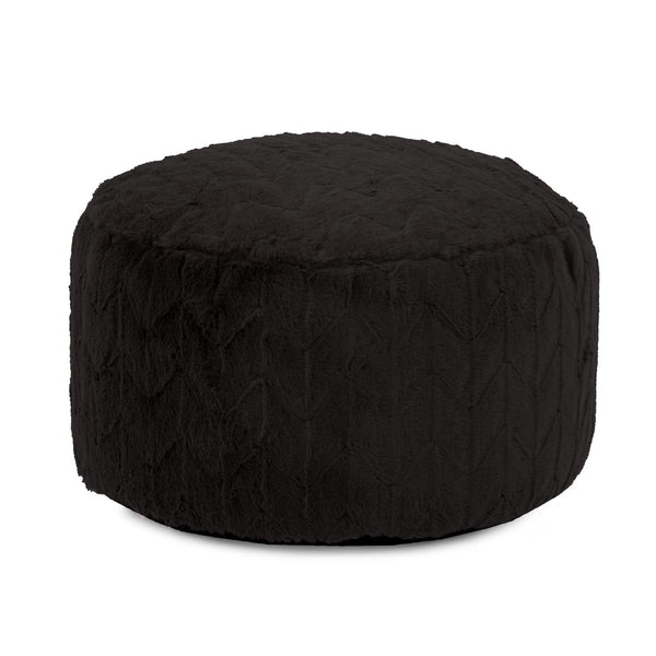 Howard Elliott Foot Pouf Luxurious Faux Fur Ottoman – Stylish Multi-functional Seating And Footrest For Any Room Black 100% Polyester 871-1090-howard-elliott