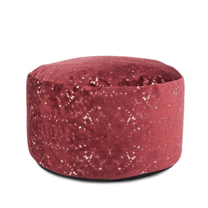 Howard Elliott Round Foot Pouf - Bold Leopard Print Design In Dynamic Colors For Modern And Stylish Interiors Red 58% Rayon,42% Polyester 871-1249-howard-elliott