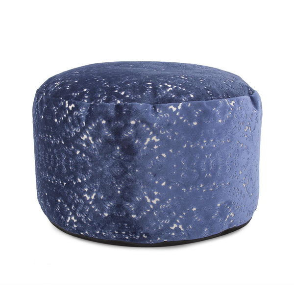 Howard Elliott Round Foot Pouf - Bold Leopard Print Design In Dynamic Colors For Modern And Stylish Interiors Blue 58% Rayon,42% Polyester 871-1250-howard-elliott