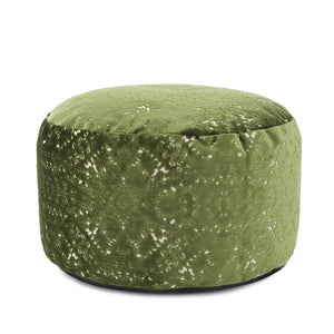 Howard Elliott Round Foot Pouf - Bold Leopard Print Design In Dynamic Colors For Modern And Stylish Interiors Green 58% Rayon,42% Polyester 871-1251-howard-elliott