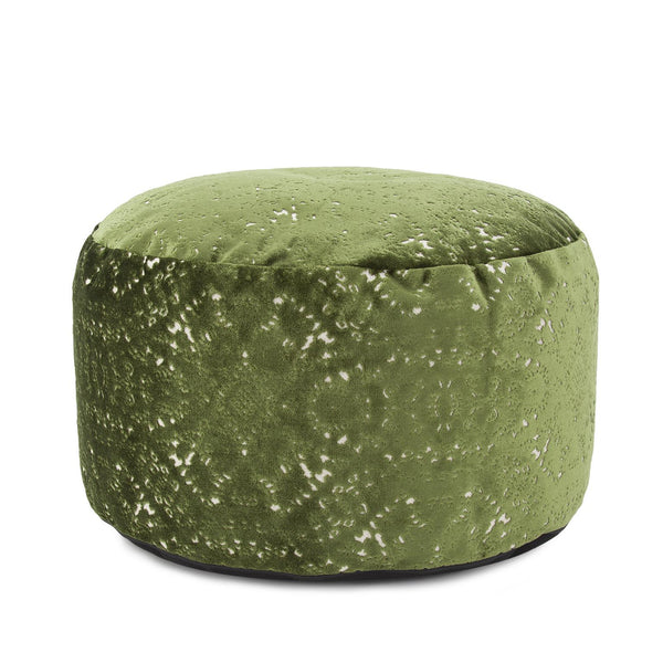 Howard Elliott Round Foot Pouf - Bold Leopard Print Design In Dynamic Colors For Modern And Stylish Interiors Green 58% Rayon,42% Polyester 871-1251-howard-elliott