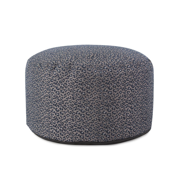Howard Elliott Round Foot Pouf - Bold Leopard Print Design In Dynamic Colors For Modern And Stylish Interiors Blue 100% Polyester 871-1283-howard-elliott