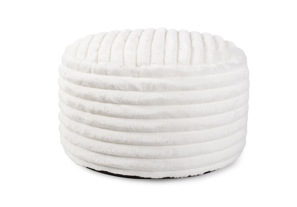 Howard Elliott Short Pouf: Luxurious Hand-sewn Faux Fur With Unique Ribbed Design For Ultimate Comfort And Style White 100% Polyester 871-1342-howard-elliott