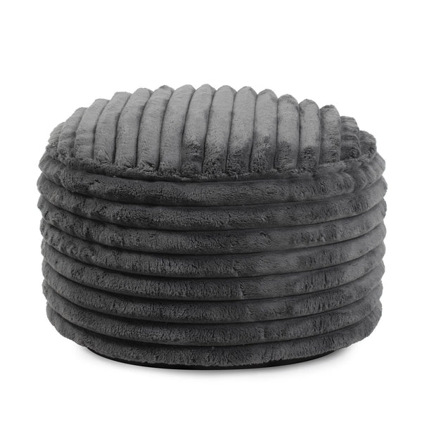 Howard Elliott Short Pouf: Luxurious Hand-sewn Faux Fur With Unique Ribbed Design For Ultimate Comfort And Style Gray 100% Polyester 871-1344-howard-elliott