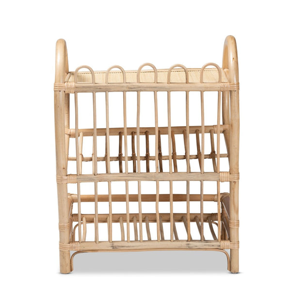 English Elm Modern Woven Rattan Three Tier Bohemian Display Shelf Handcrafted Organic Decor B2750P420437