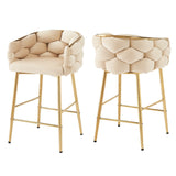 Christopher Knight Home® - Noble House - - 28'' Modern Counter Stools Set Of 2,Beige Counter Stools With Iron Frame,Soft Back And Cushion,Footrest,Suitable For Kitchen/Bedroom/Dining Room.