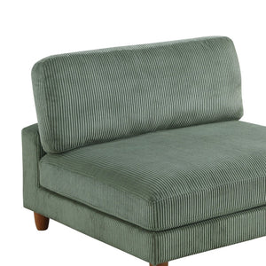 English Elm Living Room Modular Armless Chair Sage Corduroy Upholstery Wood Legs Contemporary Seating B011P486883