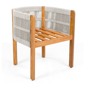 English Elm Acacia Wood Outdoor Dining Chair Set with Rope Arms and Waterproof Cushions N779P279983W