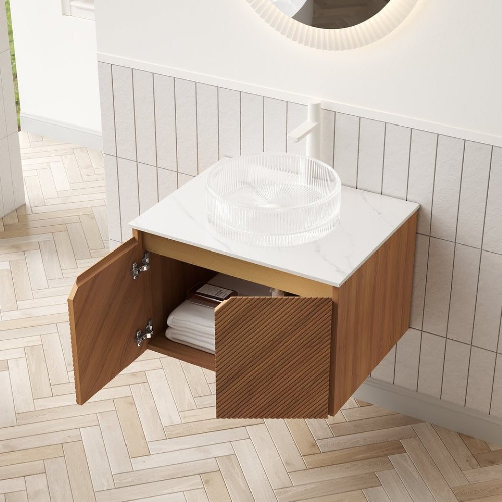 English Elm Dina Floating Bathroom Vanity with Sintered Stone Top and Crystal Glass Basin W2615S00649