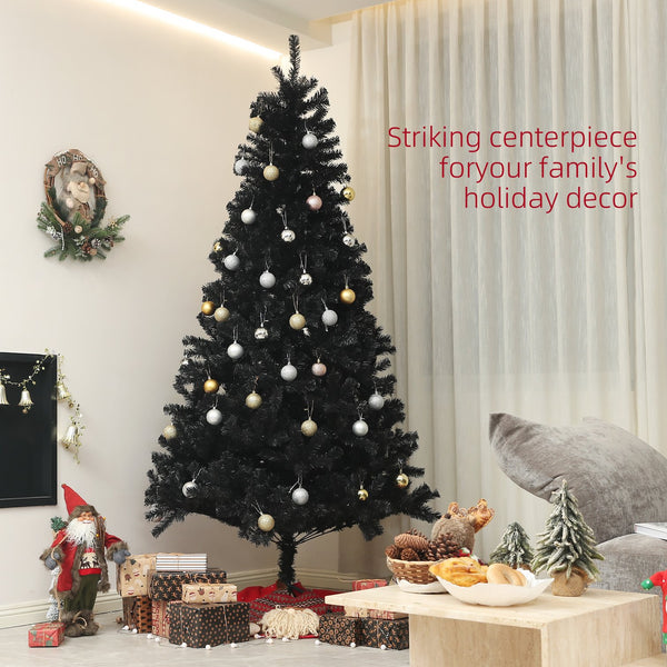 English Elm Homcom 7.5Ft Tall Black Artificial Christmas Tree With 1346 Branch Tips, Easy Setup & Sturdy Base W2225P229283