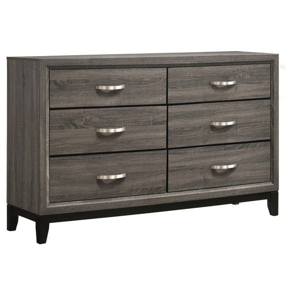 English Elm Cabrillo Grey Oak 6-Drawer Dresser with Nickel Pulls, Two-Tone Finish & Smooth Glide Storage Solution B062P375553