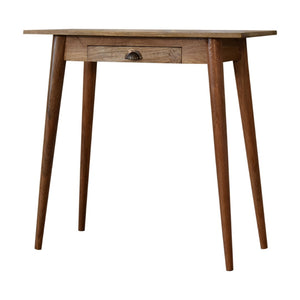 English Elm Solid Wood Mini Nordic Writing Desk - Compact Mango Design With 1 Drawer & Tapered Legs In Light Brown B182P280772-GIGA
