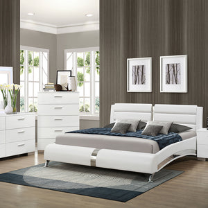 English Elm Fillmore 5-Piece Eastern King Bedroom Set – Modern Glossy White Design With Led Lighting & Storage Solutions B062S01372